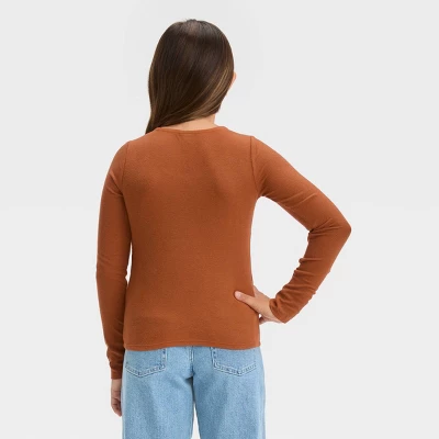 Girls' Long Sleeve Tie-Front Knit T-Shirt - Art Class™ 3 Girls' Long Sleeve Tie-Front Knit T-Shirt - Art Class™