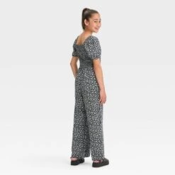 Girls' Short Sleeve Smocked Jumpsuit - Art Class™
