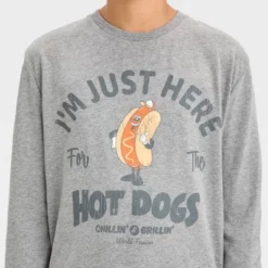 Boys' 'Here For The Hotdogs' Long Sleeve Graphic T-Shirt - Art Class™ Dark Gray