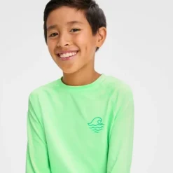 Boys' Long Sleeve Snappy Wave Rash Guard Top - Art Class™ Light Green