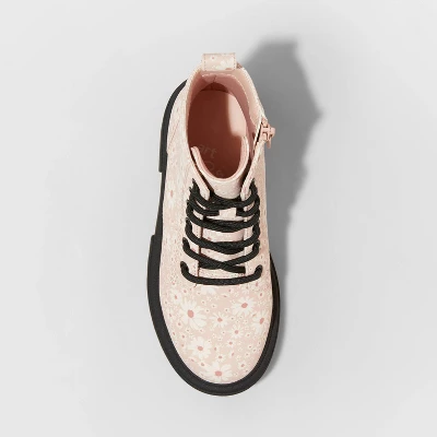 Girls' Kayden Floral Print Lug Sole Lace-Up Zipper Boots - Art Class™ 4 Girls' Kayden Floral Print Lug Sole Lace-Up Zipper Boots - Art Class™ - Image 2