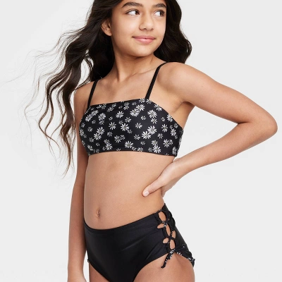 Girls' 2pc Vintage Daisy Surf High-Waist Bikini Set - Art Class™ Black 3 Girls' 2pc Vintage Daisy Surf High-Waist Bikini Set - Art Class™ Black
