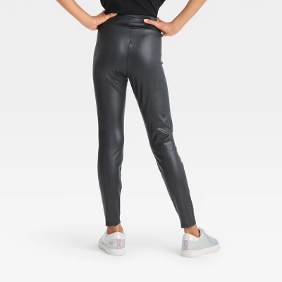 Girls' Faux Leather Leggings - Art Class™ Black 3 Girls' Faux Leather Leggings - Art Class™ Black