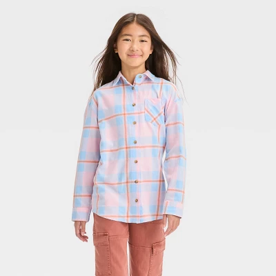 Girls' Oversized Flannel Button-Down Shirt - Art Class™ 5 Girls' Oversized Flannel Button-Down Shirt - Art Class™ - Image 3