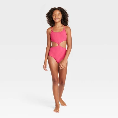 Girls' Summer Heat One Piece Swimsuit - Art Class™ Pink 5 Girls' Summer Heat One Piece Swimsuit - Art Class™ Pink - Image 3