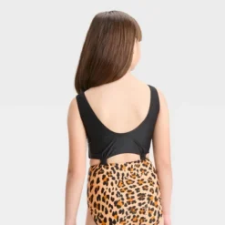 Girls' Leopard Print Knotted One Piece Swimsuit - Art Class™ Black -Teen Clothing Store GUEST 25481108 be61 4456 b42f 143e32377614