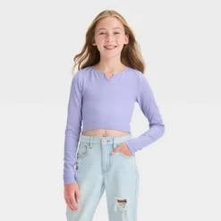 Girls' Long Sleeve Notch Neck Seamless T-Shirt - Art Class™ 7 Girls' Long Sleeve Notch Neck Seamless T-Shirt - Art Class™ -Teen Clothing Store GUEST 3bbf7dd2 1abc 4341 9747 ee81cbb96049