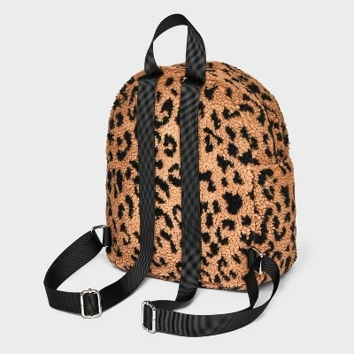 Girls' Printed Leopard Fleece 10.725" Mini Backpack - Art Class™ Black 2 Girls' Printed Leopard Fleece 10.725" Mini Backpack - Art Class™ Black
