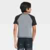 Boys' Raglan Flatlock Short Sleeve Swim Shirt - Art Class™ Black