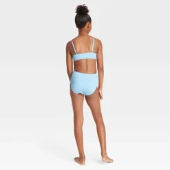 Girls' Warm Days Ahead Solid One Piece Swimsuit - Art Class™ Light Blue