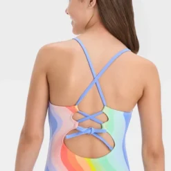 Girls' Striped Wavy Fun One Piece Swimsuit - Art Class™