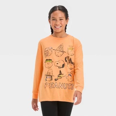 Girls' Long Sleeve Peanuts Oversized Graphic T-Shirt - Art Class™ Orange 5 Girls' Long Sleeve Peanuts Oversized Graphic T-Shirt - Art Class™ Orange - Image 3