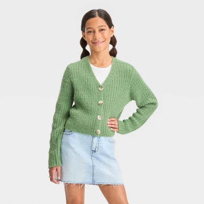 Girls' Cropped Fuzzy Cardigan Sweater - Art Class™ 5 Girls' Cropped Fuzzy Cardigan Sweater - Art Class™ - Image 3