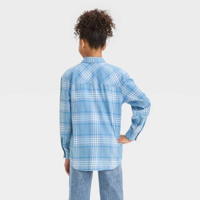 Girls' Oversized Flannel Button-Down Shirt - Art Class™ 3 Girls' Oversized Flannel Button-Down Shirt - Art Class™