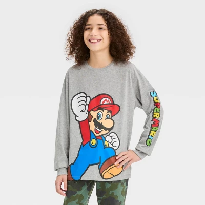 Boys' Long Sleeve Mario Graphic T-Shirt - Art Class™ Heather Gray 5 Boys' Long Sleeve Mario Graphic T-Shirt - Art Class™ Heather Gray - Image 3