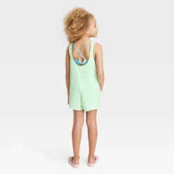 Girls' Solid Cover Up Romper - Art Class™ Green