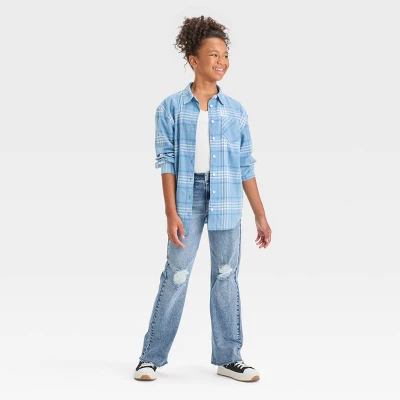 Girls' Oversized Flannel Button-Down Shirt - Art Class™ 4 Girls' Oversized Flannel Button-Down Shirt - Art Class™ - Image 2