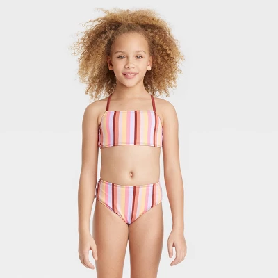 Girls' 3pc Summer Striped Swimwear Set - Art Class™ 3 Girls' 3pc Summer Striped Swimwear Set - Art Class™