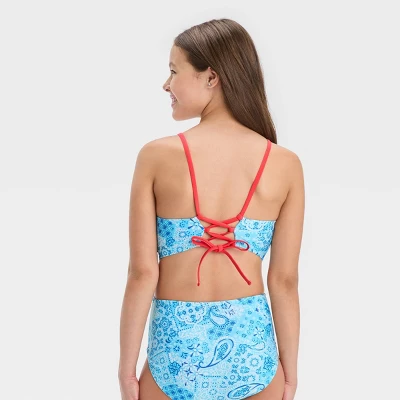 Girls' Sweet Paisley One Piece Swimsuit - Art Class™ Light Blue 4 Girls' Sweet Paisley One Piece Swimsuit - Art Class™ Light Blue - Image 2