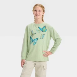 Girls' Long Sleeve Butterfly Oversized Graphic T-Shirt - Art Class™ Mint Green -Teen Clothing Store GUEST 6c1efc46 200e 4715 b3b0 c6470c581888