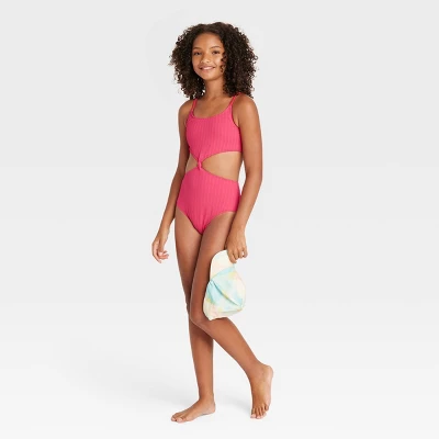 Girls' Summer Heat One Piece Swimsuit - Art Class™ Pink 4 Girls' Summer Heat One Piece Swimsuit - Art Class™ Pink - Image 2