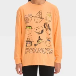 Girls' Long Sleeve Peanuts Oversized Graphic T-Shirt - Art Class™ Orange