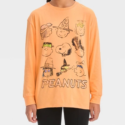 Girls' Long Sleeve Peanuts Oversized Graphic T-Shirt - Art Class™ Orange 3 Girls' Long Sleeve Peanuts Oversized Graphic T-Shirt - Art Class™ Orange
