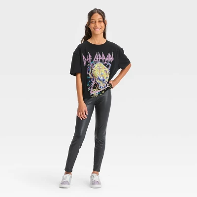 Girls' Faux Leather Leggings - Art Class™ Black 4 Girls' Faux Leather Leggings - Art Class™ Black - Image 2