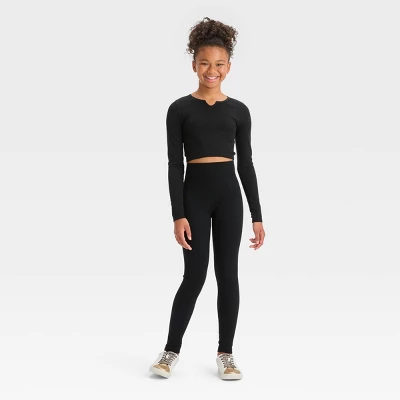 Girls' Long Sleeve Notch Neck Seamless T-Shirt - Art Class™ 4 Girls' Long Sleeve Notch Neck Seamless T-Shirt - Art Class™ - Image 2