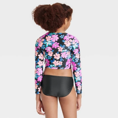 Girls' 3pc Western Blooms Swimwear Set - Art Class™ Black 5 Girls' 3pc Western Blooms Swimwear Set - Art Class™ Black - Image 3