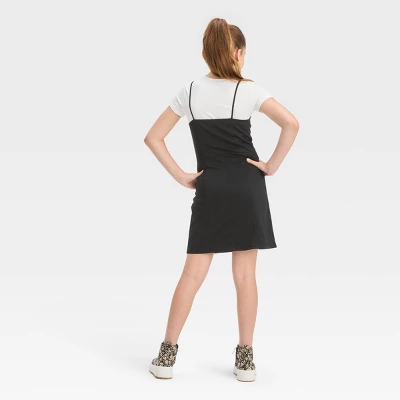 Girls' 2 For 1 Fitted Knit Dress - Art Class™ 3 Girls' 2 For 1 Fitted Knit Dress - Art Class™
