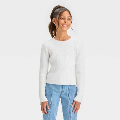 Girls' Fuzzy Ribbed Crewneck Sweater - Art Class™ 5 Girls' Fuzzy Ribbed Crewneck Sweater - Art Class™ - Image 3