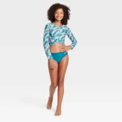 Girls' 3pc Miami Tropics With Front Twist Rash Guard Swimwear Set - Art Class™ -Teen Clothing Store GUEST a324852c 0475 4b6a 9dae ca8e4022808f