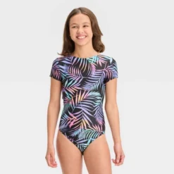 Girls' Electric Palm One Piece Swimsuit - Art Class™ Black -Teen Clothing Store GUEST a9a933ef e0fe 4f1d 8b55 e0e55f45f9ac