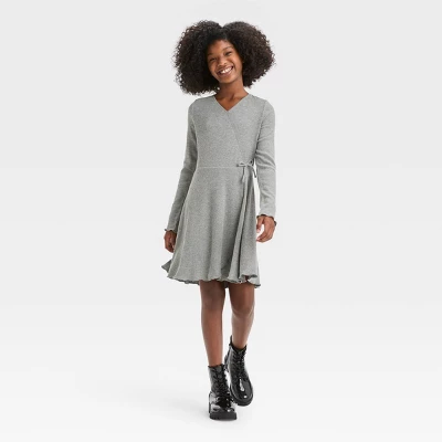Girls' Ribbed Faux Wrap Dress - Art Class™ 4 Girls' Ribbed Faux Wrap Dress - Art Class™ - Image 2