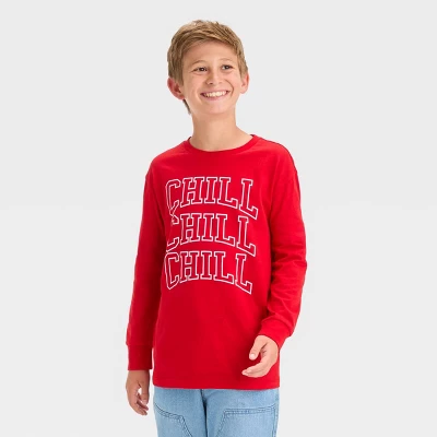 Boys' Chill Chill Chill Long Sleeve Graphic T-Shirt - Art Class™ Red 5 Boys' Chill Chill Chill Long Sleeve Graphic T-Shirt - Art Class™ Red - Image 3