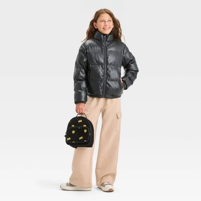 Girls' Solid Cropped Puffer Jacket - Art Class™ Black 4 Girls' Solid Cropped Puffer Jacket - Art Class™ Black - Image 2