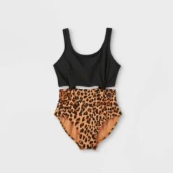 Girls' Leopard Print Knotted One Piece Swimsuit - Art Class™ Black -Teen Clothing Store GUEST b8d25035 662d 446c bdf3 f0eb5556e7fb