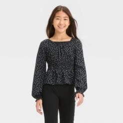 Girls' Long Sleeve Ruched Waist Blouse Top - Art Class™ -Teen Clothing Store GUEST be893bb9 b3c6 4f86 b35c 739a76de670a