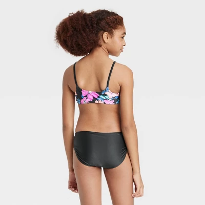 Girls' 3pc Western Blooms Swimwear Set - Art Class™ Black 4 Girls' 3pc Western Blooms Swimwear Set - Art Class™ Black - Image 2