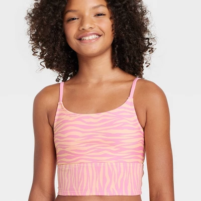 Girls' Zebra Ribbed Bottom Tankini Set - Art Class™ Light Pink 2 Girls' Zebra Ribbed Bottom Tankini Set - Art Class™ Light Pink