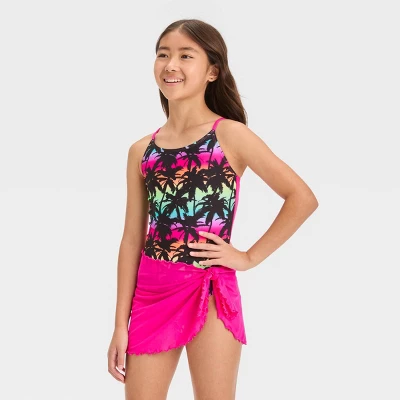 Girls' Tropical Ombre Abstract Printed One Piece Swimsuit Set - Art Class™ 6 Girls' Tropical Ombre Abstract Printed One Piece Swimsuit Set - Art Class™ - Image 4