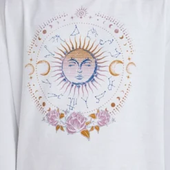 Girls' Long Sleeve Zodiac Oversized Graphic T-Shirt - Art Class™ White