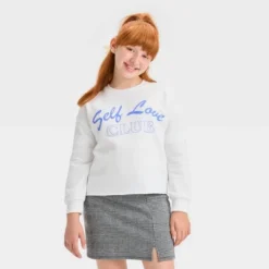 Girls' Cropped 'Self Love Club' Sweatshirt - Art Class™ White -Teen Clothing Store GUEST e05b5a5a 0c1e 421b ab88 2bfbbf894073