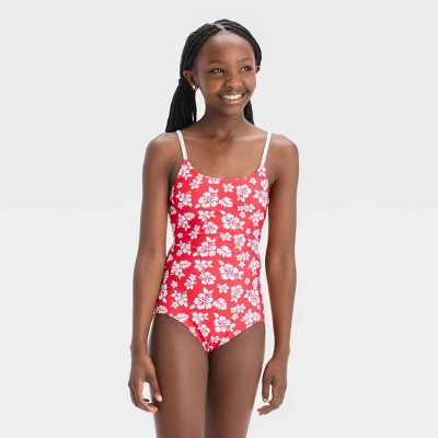 Girls' 'Hawaiian Retreat With Sarong' Swimwear Set - Art Class™ Red 3 Girls' 'Hawaiian Retreat With Sarong' Swimwear Set - Art Class™ Red