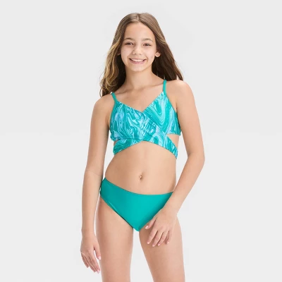 Girls' 3pc Swirly Marble Swimwear Set - Art Class™ Blue 3 Girls' 3pc Swirly Marble Swimwear Set - Art Class™ Blue