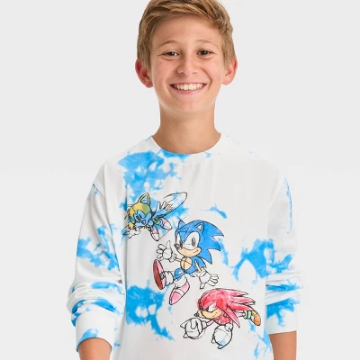 Boys' Tie-Dye Sonic Long Sleeve Graphic T-Shirt - Art Class™ Blue/White 3 Boys' Tie-Dye Sonic Long Sleeve Graphic T-Shirt - Art Class™ Blue/White