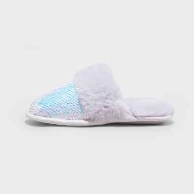 Girls' Zoie Flip Sequin Scuff Slippers - Art Class™ Blue 3 Girls' Zoie Flip Sequin Scuff Slippers - Art Class™ Blue