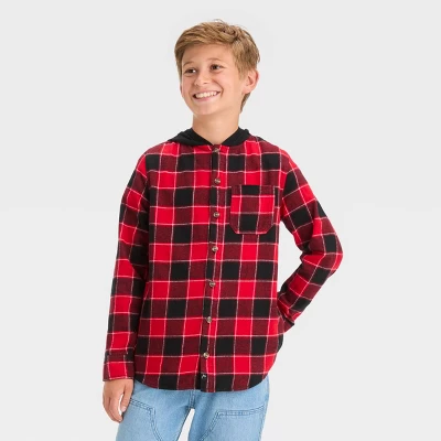 Boys' Flannel Plaid Hooded Long Sleeve Button-Down Shirt - Art Class™ 5 Boys' Flannel Plaid Hooded Long Sleeve Button-Down Shirt - Art Class™ - Image 3