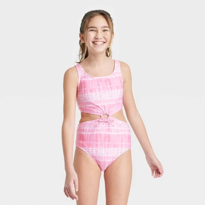 Girls' Tie-Dye Swimsuit - Art Class™ Pink 5 Girls' Tie-Dye Swimsuit - Art Class™ Pink - Image 3